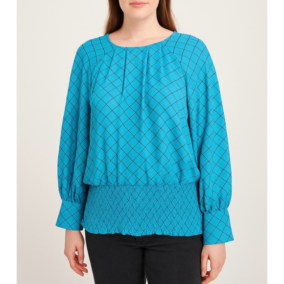 Monroe & Main | VTG Geo Pattern Retro Lightweight Working Woman Twee Blouse - Picture 1 of 12